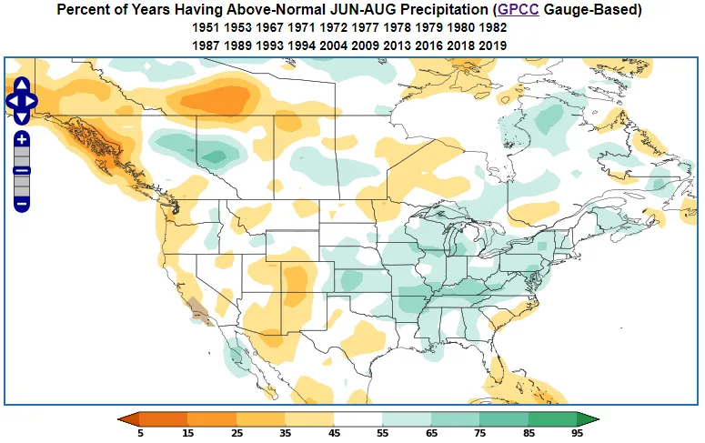 Negative EPO precipitation anomaly during JJA.