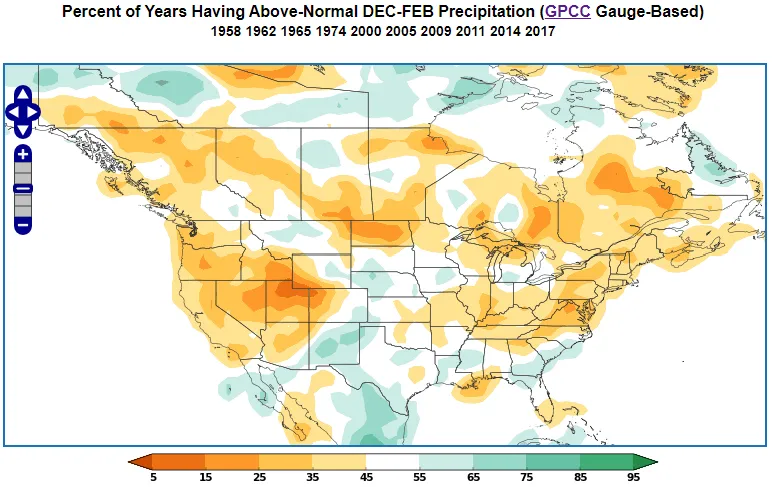 Negative QBO precipitation anomaly during DJF.