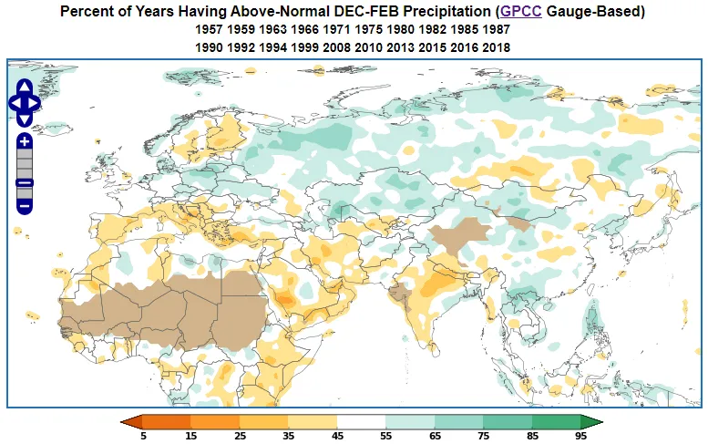 Positive QBO precipitation anomaly during DJF in Eurasia.