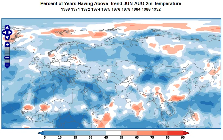 Strongly negative AMO temperature anomaly during JJA.