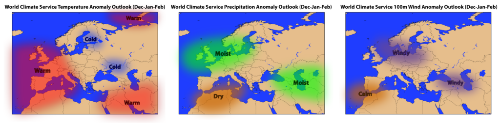 World Climate Service subjective winter forecast for Europe