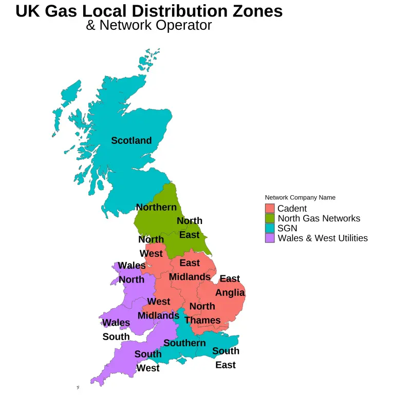 UK Gas Local Distribution Zones (LDZ)